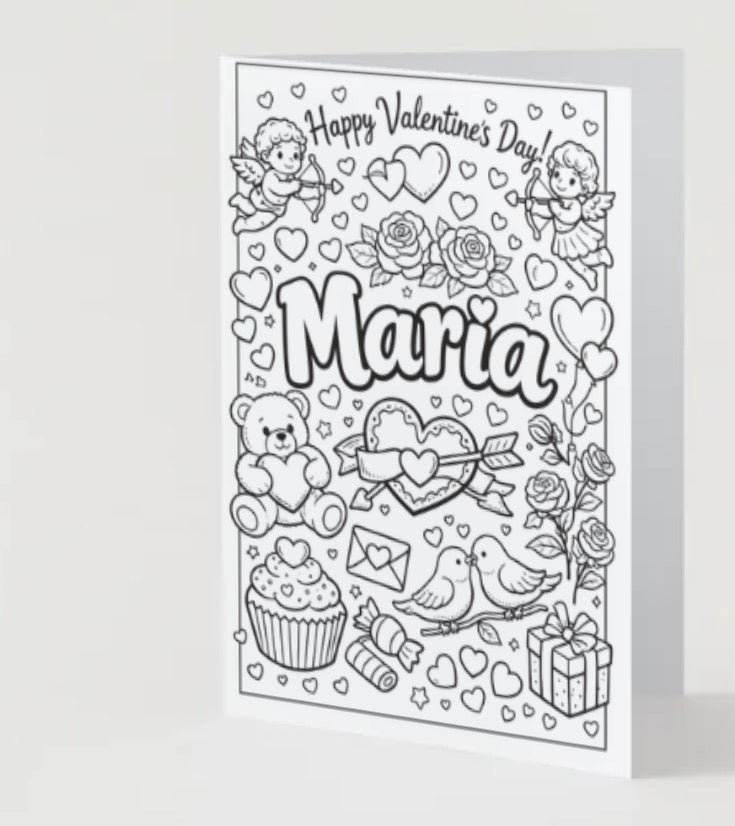 šCustom Valentineās Day Coloring Cardā¤ļø