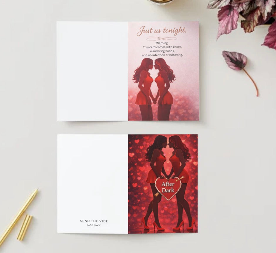 💃🏼 After Dark – Lesbian Romance Greeting Card🔥