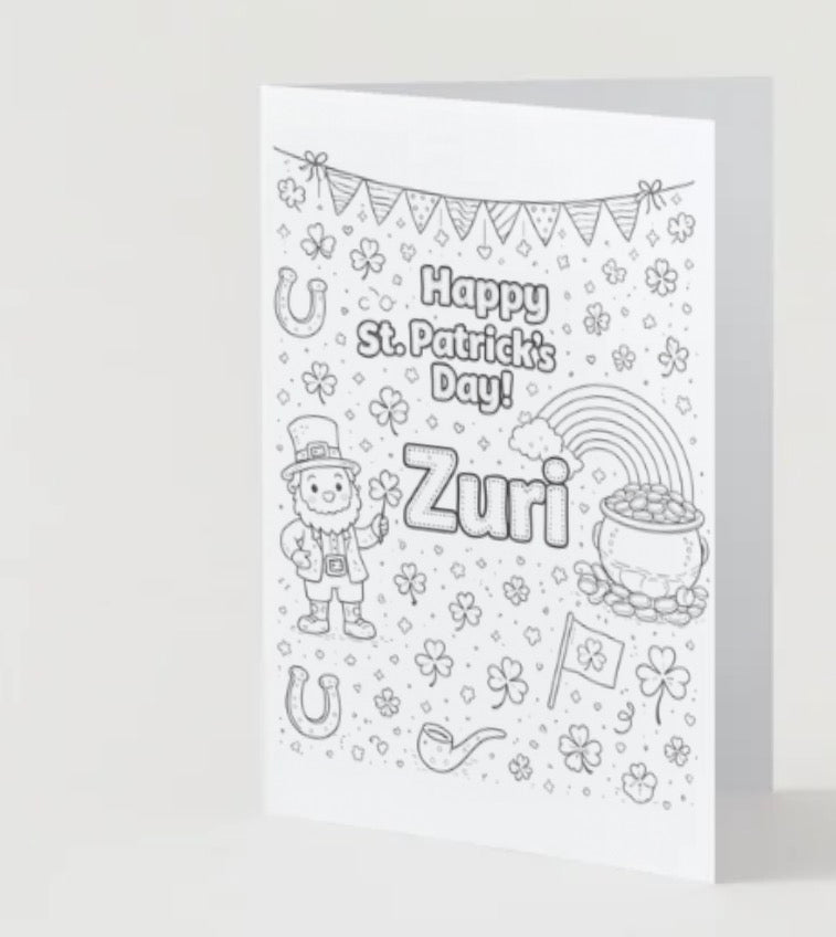 🍀 Custom St Patrick’s day coloring card