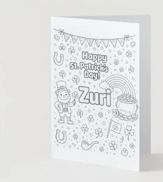 🍀 Custom St Patrick’s day coloring card