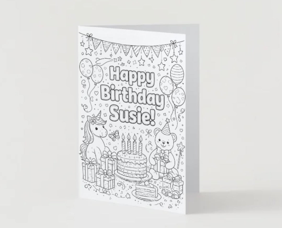 🎂Custom Coloring  Birthday Card🎈
