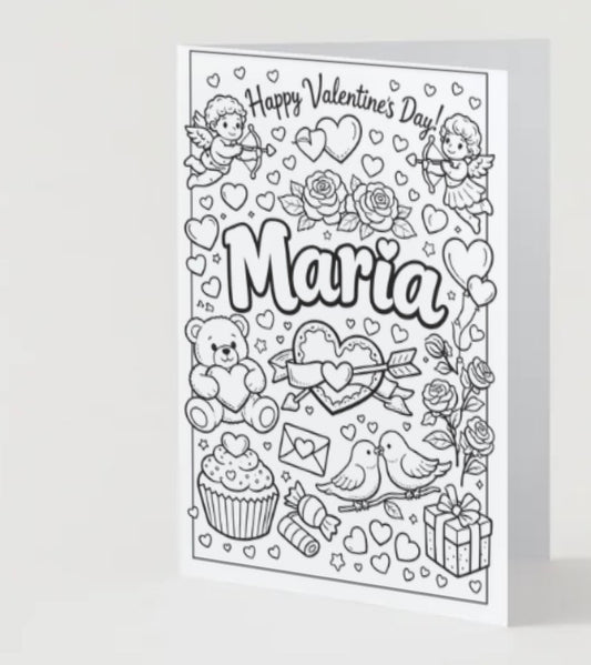 💕Custom Valentine’s Day Coloring Card❤️