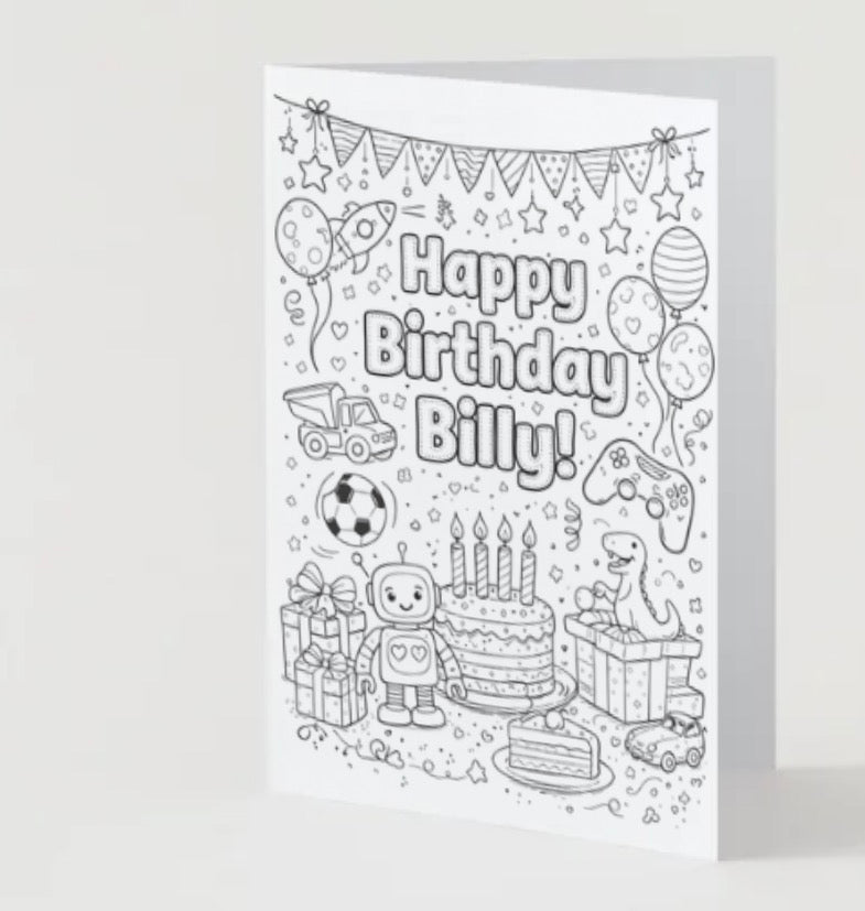 🎂Custom Coloring  Birthday Card🎈