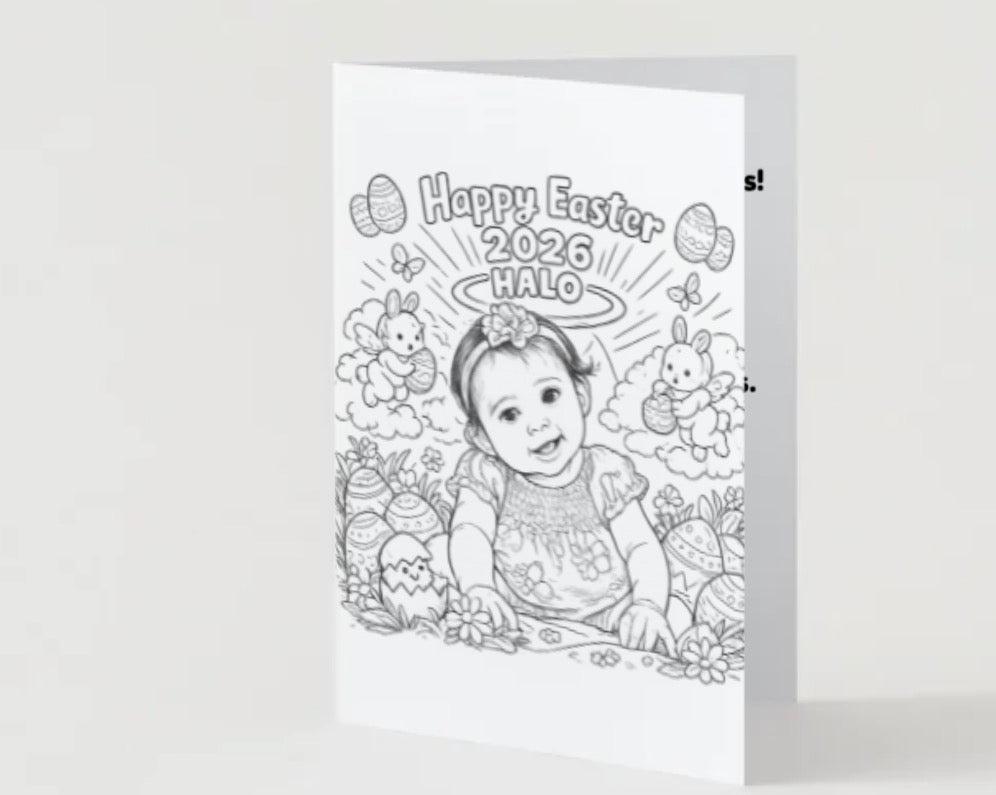 🐣Custom kid Easter coloring card 🍭