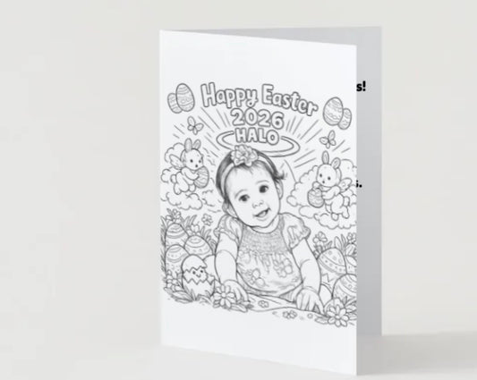 🐣Custom kid Easter coloring card 🍭